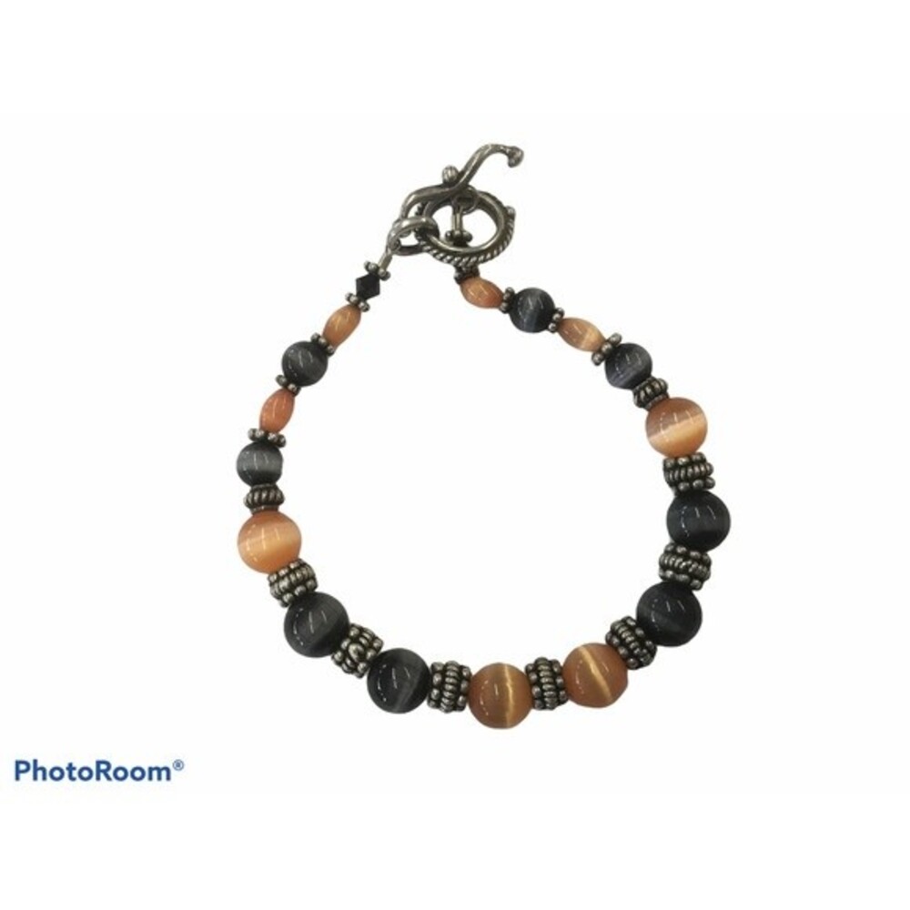Orange and Black Bead Bracelet